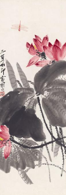 齐白石-荷花图-纸本--37X90cm