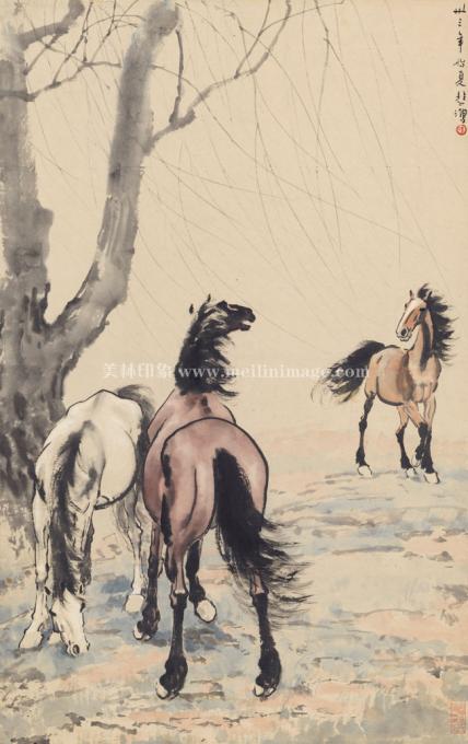 徐悲鸿-三骏图-62X98.4cm