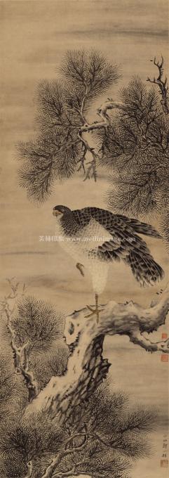 邹一桂-雉鹰图-纸本45X126.8cm