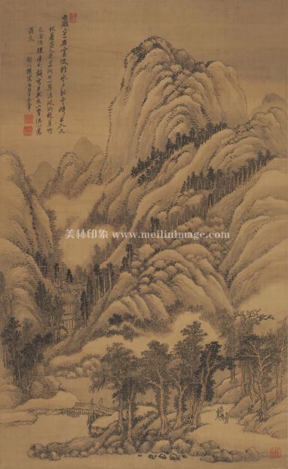 王石谷--仿巨然夏山笔法-50.6X82cm