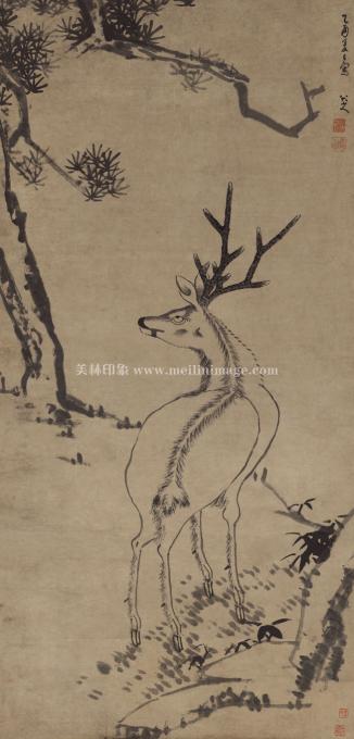 朱耷-松鹿图-87.4X181.6cm