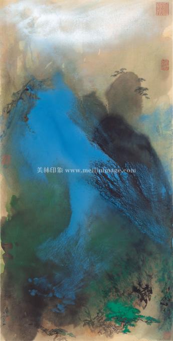 张大千-山水图-纸本-95X188cm