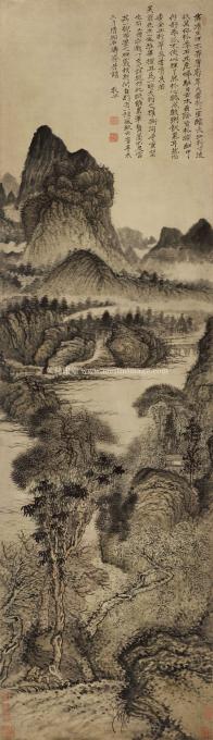 石涛-古木垂荫-纸本-50X175cm