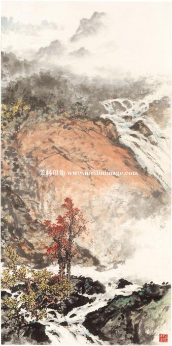 关山月-石上泉声带雨秋-68z137cm