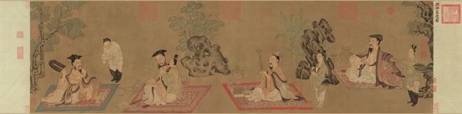 孙位-高逸图-绢-168.7x45.8cm